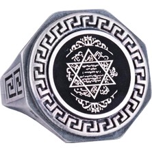 925 Ayar Gümüş Yüzük - Yunan Anahtar Deseni Erkek Yüzüğü - El Yapımı Yüzük