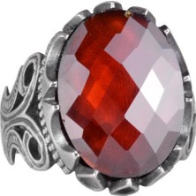 925 Ayar Gümüş Erkek Yüzük - Çeşitli Yapay Taşlarla Mevcut (Yapay Garnet Taşı)