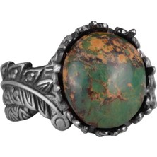 Doğal Arizona Turkuaz Taş Yüzük, 925 Ayar Gümüş Yüzük, Minimalist El Yapımı Yüzük (Model-13)