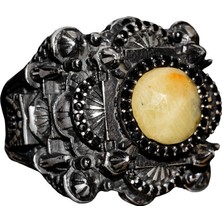 El Yapımı Sarı Safir Taşlı Yüzük, Camii Tasarımı, Islami Erkekler Için Gümüş Yüzük