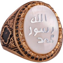 Erkek Islami Yüzük - 925 Ayar Gümüş Altın Kaplama Erkek Yüzük (Beyaz)