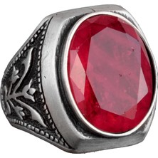 Paraiba Yapay Taş Gümüş Yüzük, 925 Ayar Gümüş Erkek Yüzüğü