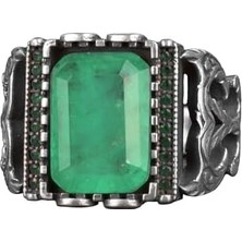 925 Ayar Gümüş Yüzük, Oluşturulmuş Paraiba Taşlı Gümüş Yüzük