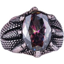 Sterling Gümüş Pençe Yüzük, Oluşturulmuş Mistik Topaz Taşı ile – Yay Burcu Için Denge ve Spiritüel Farkındalık Amaçlı El Yapımı Yüzük