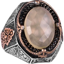 Doğal Limon Topaz Taşlı Yüzük - 925 Ayar Sert Gümüş Yüzük