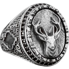 925 Ayar Gümüş Erkek Geyik Yüzük - Cesur ve Ihtişamlı Tasarım, Günlük Kullanım ve Özel Günler Için Ideal