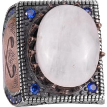 Doğal Taş Yüzük - 925 Ayar Gümüş Islami Yüzük - El Yapımı Hat Yüzüğü