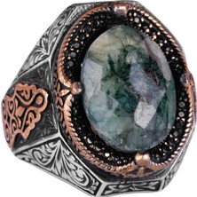 Şık El Yapımı Zümrüt Taşlı Yüzük, 925 Ayar Gümüş Yüzük