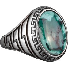 Doğal Arizona Turkuaz Taş Yüzük, 925 Ayar Gümüş Yüzük Erkekler Için