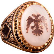 925 Ayar Gümüş Yüzük - Sembol Yüzükler - Erkek Yüzükleri (Çift Başlı Kartal)