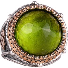 El Yapımı Taşlı Erkek Yüzük - 925 Ayar Gümüş Erkek Yüzük ile Farklı ve Kendine Has Tasarım (Yapay Peridot)