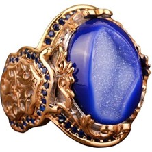 El Yapımı 925 Ayar Gümüş Yüzük ile Druzy Kuvars Taşı: - Pembe, Yeşil, Lacivert Seçenekler (Lacivert)