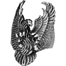 Erkekler Için Sterling Gümüş Yüzük - Büyük ve Ağı Heavy Phoenix Ölüm Kafası Biker Yüzüğü