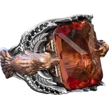 El Yapımı Sultanite Taşlı Yüzük, Gümüş Erkek Yüzüğü, Kartal Tasarımı - Dönüşüm ve Özgürlüğün Sembolü