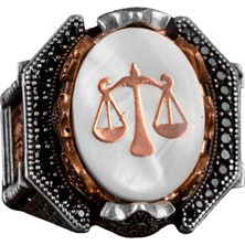 Terazi Yüzüğü, Adalet Figürü, 925 Ayar Gümüş Erkek Yüzüğü