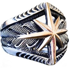 Pusula Yüzüğü - 925 Ayar Gümüş Erkek Pusula Yüzüğü