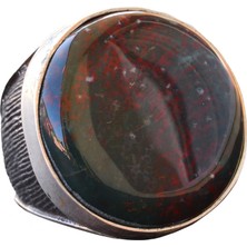 Doğal Kan Taşı Yüzük, Katı Gümüş Yüzük, Bin Men Yüzük, Yeşil