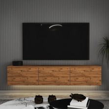 T0020 Alston 3 Kapaklı Duvara Monte Tv Ünitesi – LED Işıklı, Modern Tasarım, 160  cm