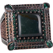 El Yapımı 925 Ayar Gümüş Erkek Yüzük - Doğal Malakit Taşı ile Lüks Tasarım (Jade)