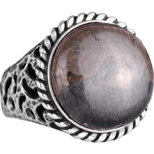 Doğal Pirit Taşı Yüzük - 925 Ayar Sert Gümüş Erkek Yüzüğü