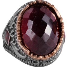 Doğal Taş Yüzük - El Yapımı 925 Ayar Gümüş Yüzük - El Yapımı Yüzük (Granat)