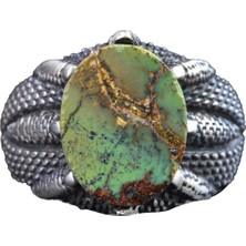 Doğal Arizona Turkuaz Taşlı Pençe Yüzük, 925 Ayar Gümüş Yüzük, Vintage Ifadesel Yüzük, Şifa Kristali Takı