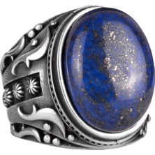925 Ayar Katı Gümüş Erkek Yüzük, Doğal Lapis Lazuli Taş Yüzük, Bilgelik ve Tasarımı