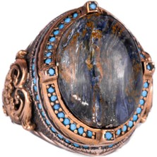 925 Ayar Gümüş Yüzük, Doğal Pietersite Taşı ile El Yapımı Erkek Yüzük, Vintage Tasarım