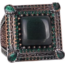 925 Ayar Gümüş Erkek Yüzük - Doğal Malakit Taşı ile Lüks ve Farklı Tasarım (Kan Taşı)