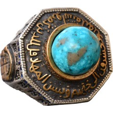 Doğal Arizona Turkuaz Taş Yüzük, Gümüş Erkek Yüzüğü (Model-3)