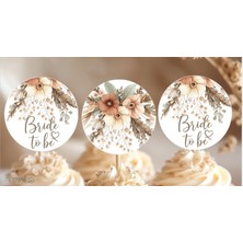 15ADET Cupcake Kürdanı Bohem Çiçekli Bride To Be Gelin Oluyor Düğün Kına Gecesi Bekarlığa Veda Süsü