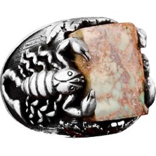 Doğal Arizona Turkuaz Taşı Yüzük, Akrep Yüzüğü, Erkekler Için Sterlin Gümüş Yüzük