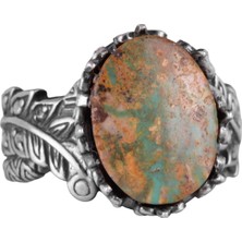 Doğal Arizona Turkuaz Taş Yüzük, 925 Ayar Gümüş Yüzük, Minimalist El Yapımı Yüzük (Stil-11)