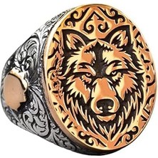 925K Katı Gümüş Erkek Kurt Yüzüğü - Gotik Burç Hayvan Tasarımı, El Yapımı Takı (Özelleştirilebilir)