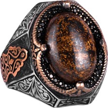 El Yapımı Doğal Bronzit Taş Yüzük - Cesur 925 Ayar Katı Gümüş Erkek Yüzüğü, Topraklama Gücü Tasarımı