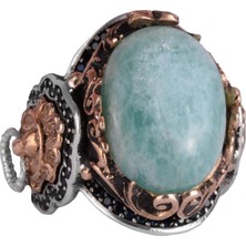 Aslan Erkek Gümüş Yüzük, Doğal Taş Yüzük - 925 Ayar Gümüş Yüzük (Amazonit)