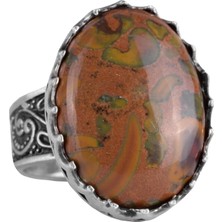 Doğal Jasper Taşı Yüzük - 925 Ayar Gümüş Yüzük