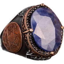 Islami Gümüş Yüzük | Doğal Mavi Safir Taşı | Şık 925 Ayar Sterlin Gümüş Erkek Yüzüğü | Sadakat ve Bilgelik Tasarımı