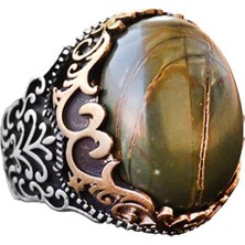 El Yapımı Doğal Jasper Yüzük | 925 Ayar Gümüş Erkek Yüzük | Topraklama ve Denge Tasarımı