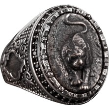 925 Ayar Gümüş Erkek Panter Yüzüğü - Cesur ve Şiddetli Tasarım, Günlük Kullanım ve Özel Günler Için Ideal