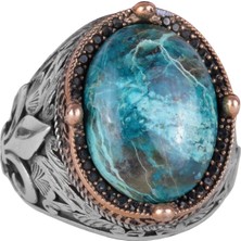 925 Ayar Gümüş El Yapımı Erkek Yüzük - Çeşitli Doğal Taşlarla Mevcut (Krisokolla)