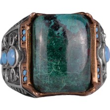 Doğal Taş Yüzük - 925 Ayar Gümüş Yüzük (Krisokolla)