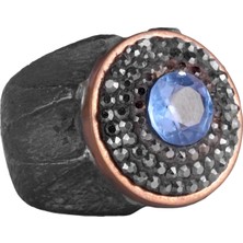 Doğal Mavi Topaz Taş Yüzük - Sultan Yüzüğü - 925 Ayar Gümüş Yüzük