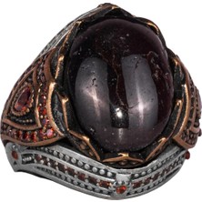 925 Ayar Gümüş Erkek Yüzük Doğal Yıldız Granat Taşı ile - El Yapımı Vintage Gümüş Takı Erkekler Için