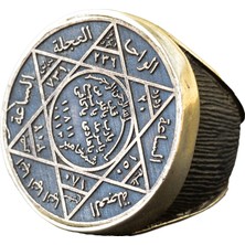 Yuvarlak Davut Yıldızı Yüzüğü, Süleyman Yüzüğü, 925 Ayar Gümüş Erkek Büyük Yüzük