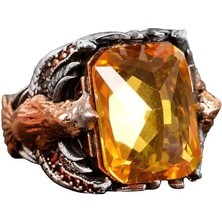 925 Ayar Gümüş Erkek Yüzük - Oluşturulmuş Sitrin Veya Oluşturulmuş Sultanit - Şık Tasarım ve Zamansız Çekicilik