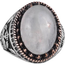 Doğal Taş Yüzük - El Yapımı Şahin Yüzük - 925 Ayar Gümüş Yüzük (Aquamarine)