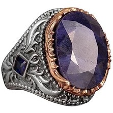 925 Ayar Gümüş Erkek Yüzük, Doğal Safir Taşlı Yüzük, El Yapımı Yüzük