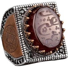 925 Ayar Gümüş Erkek Yüzük, Islami Erkek Yüzük, Müslüman Yüzük, Doğal Akik Taşlı