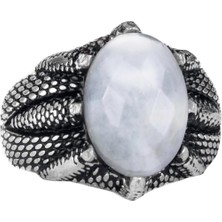 Doğal Akuamarin Taşlı Sterlin Gümüş Pençe Yüzük - Balık Burcu Için El Yapımı Yüzük, Sakinlik ve Spiritüel Farkındalık